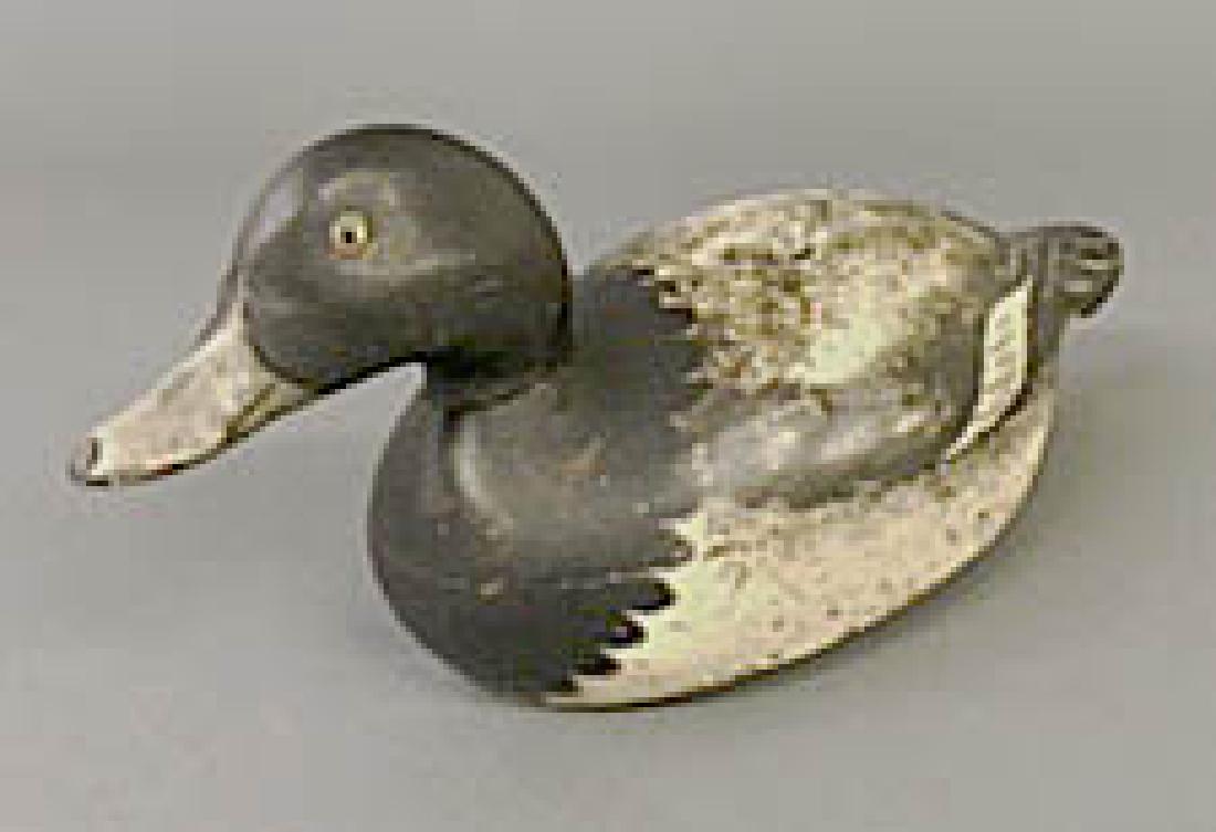 Mason Bluebill Drake Decoy: Mason premier grade Bluebill drake decoy with cocked head, 6"h x 14"l