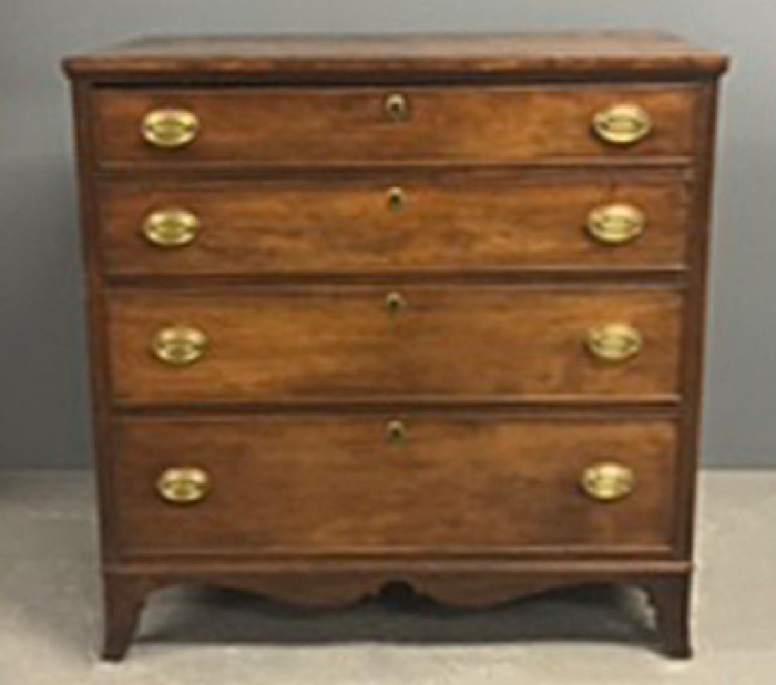 Hepplewhite Cherry Chest of Drawers: Hepplewhite cherry chest of drawers, circa 1790, 42"h x 39"w x 21"d