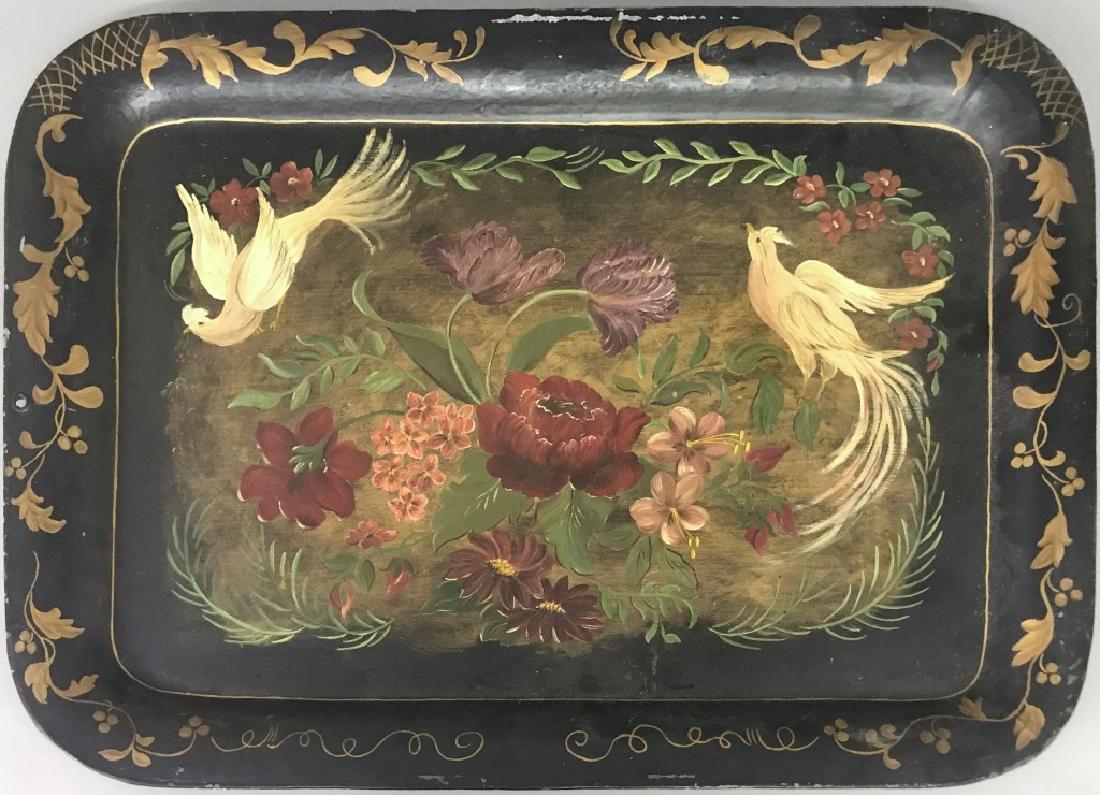 Large Tole Decorated Tray (1 of 1)