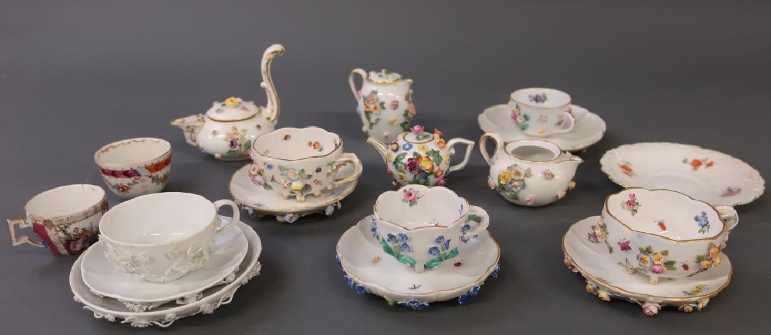 Meissen Cups, Saucers, & Tea Pot (1 of 2)
