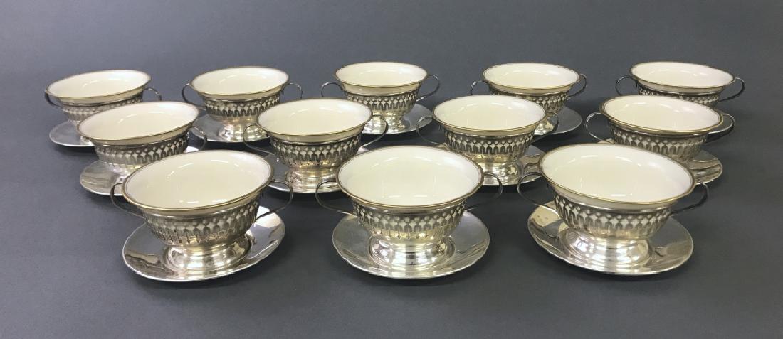 Set of Twelve Lenox and Sterling Silver Bouillons (1 of 2)