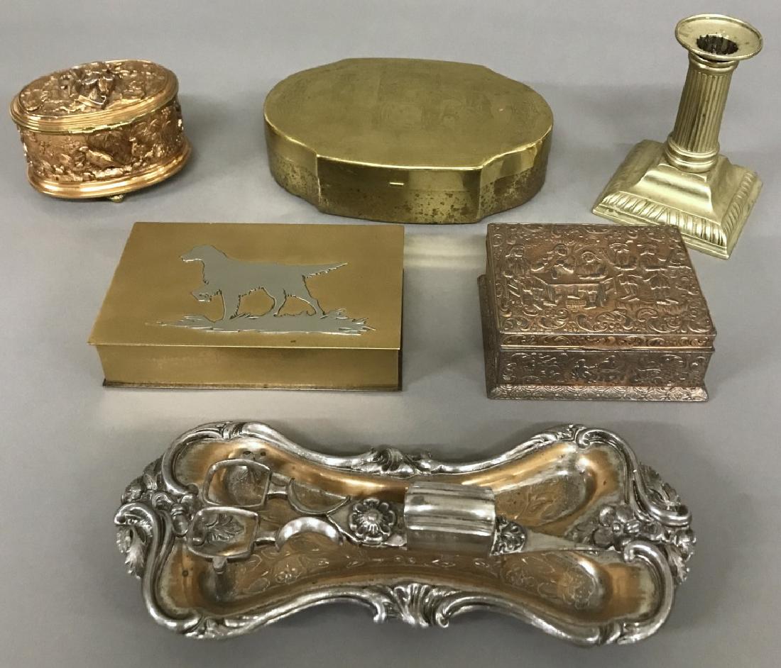 Silver Crest Bronze Box  and Other Metalware (1 of 2)