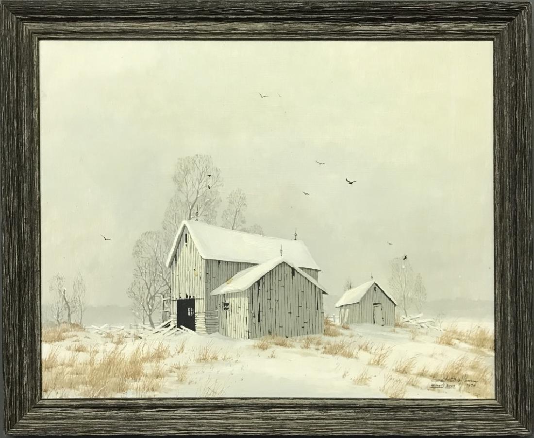 Acrylic on Board Winter Barn Landscape (1 of 3)
