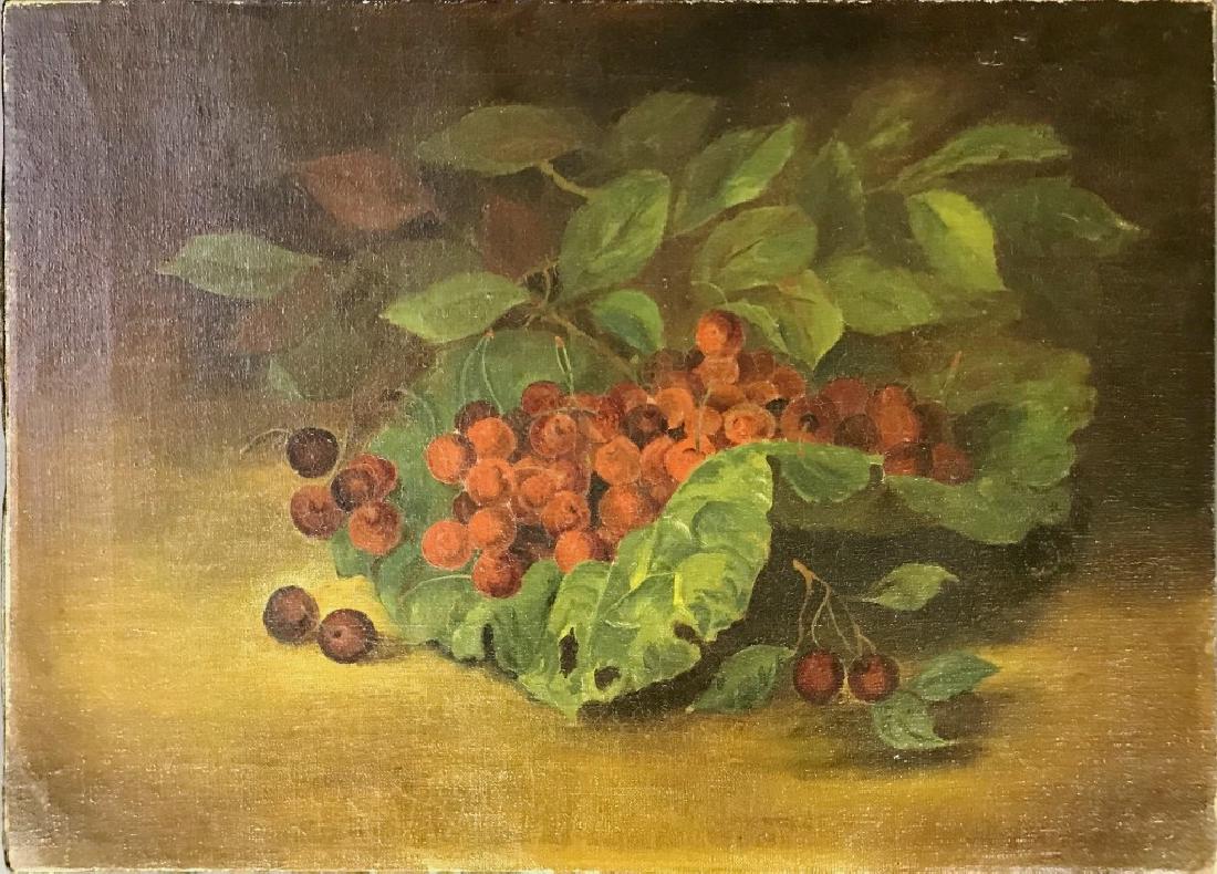 Oil on Canvas Still Life of Cherries (1 of 2)