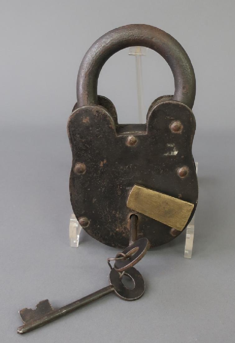 Large Wrought Iron and Brass Lock (1 of 2)