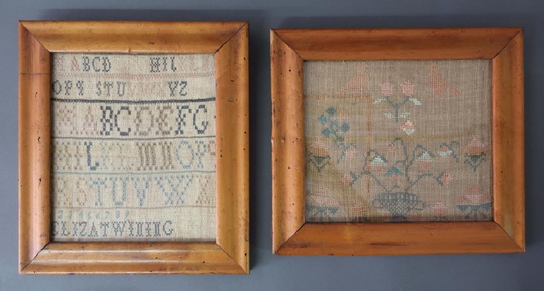Two Birdseye Maple Framed 19th c Samplers (1 of 2)
