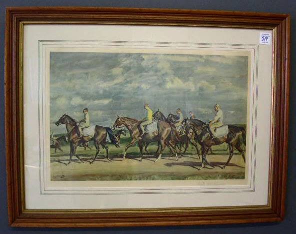 Framed A.J. Munnings print "Warren Hill, Newmark