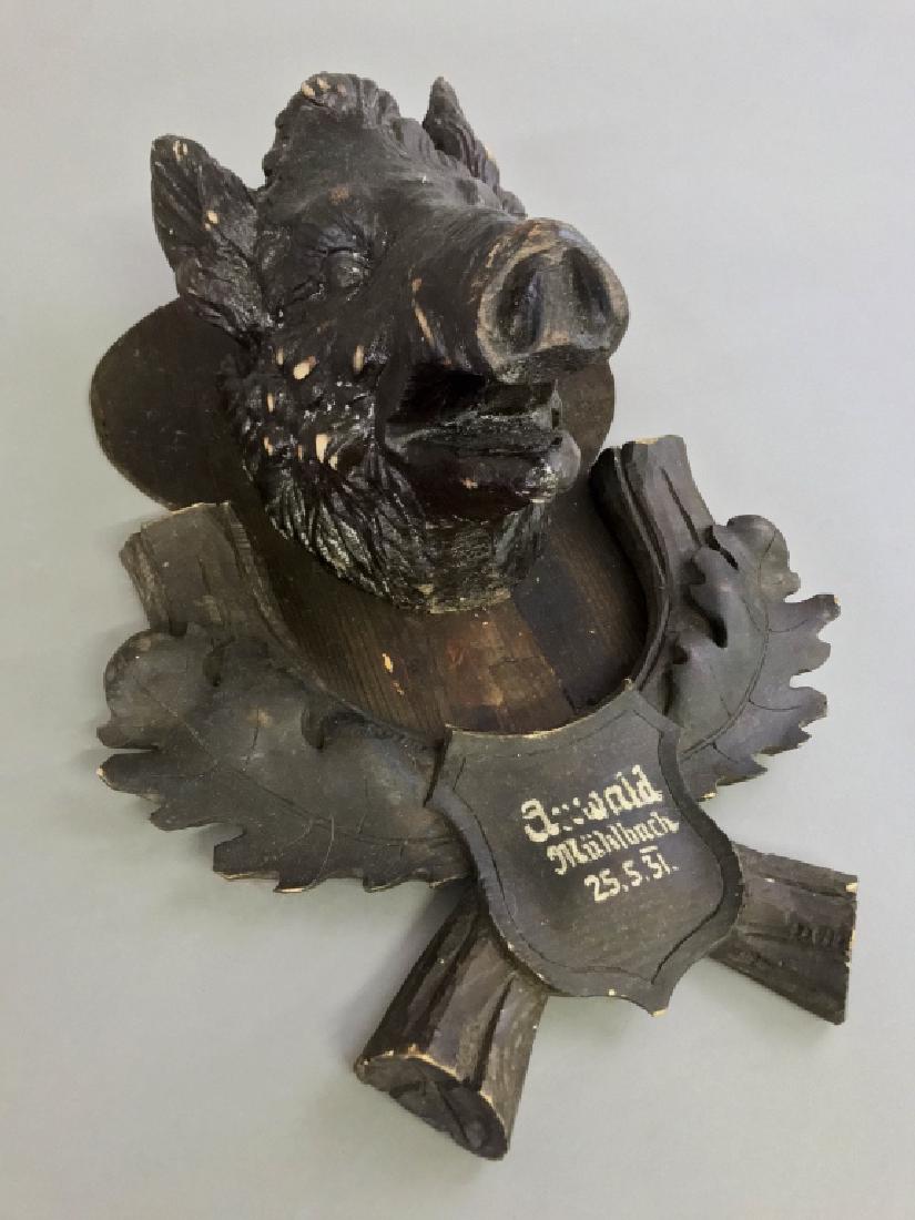 Black Forest Style Carved Boar's Head (1 of 3)