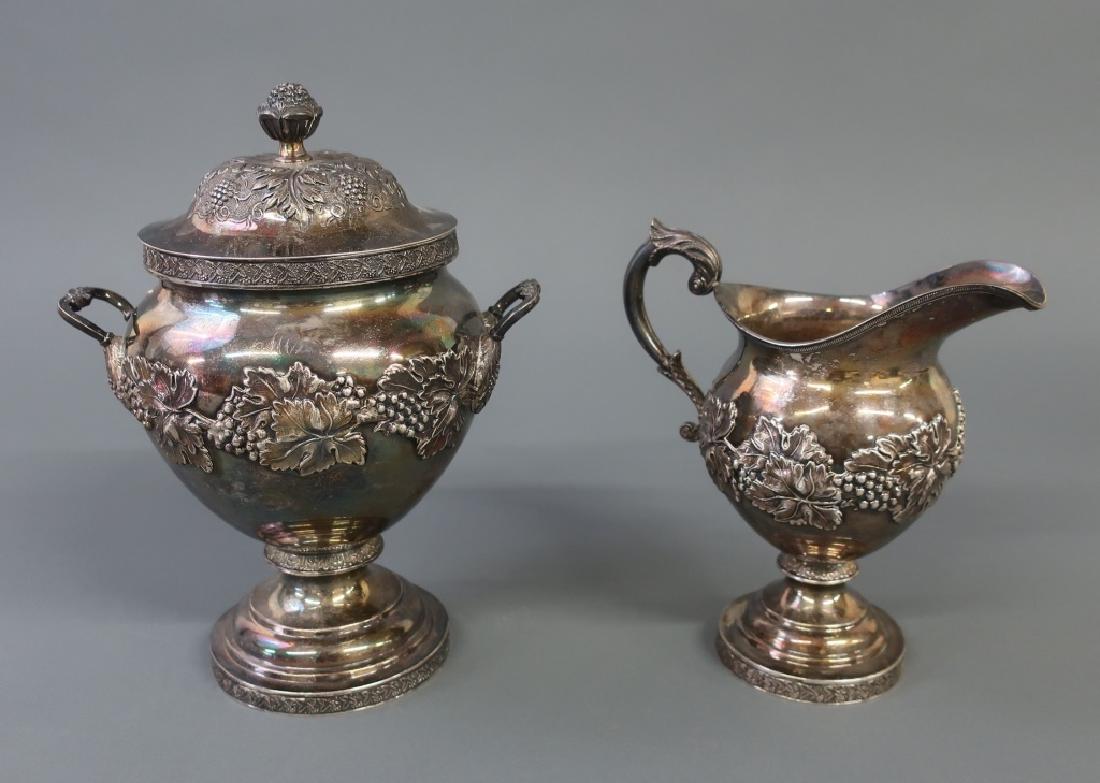 Coin Silver Covered Sugar Bowl and Creamer (1 of 3)
