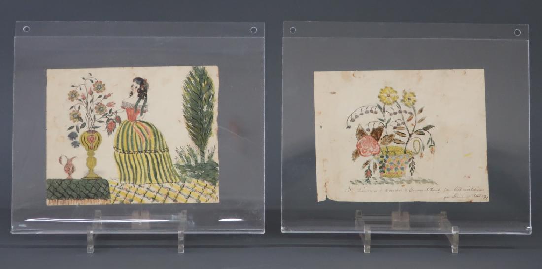 Two Hand Colored Drawings with Verse (1 of 2)