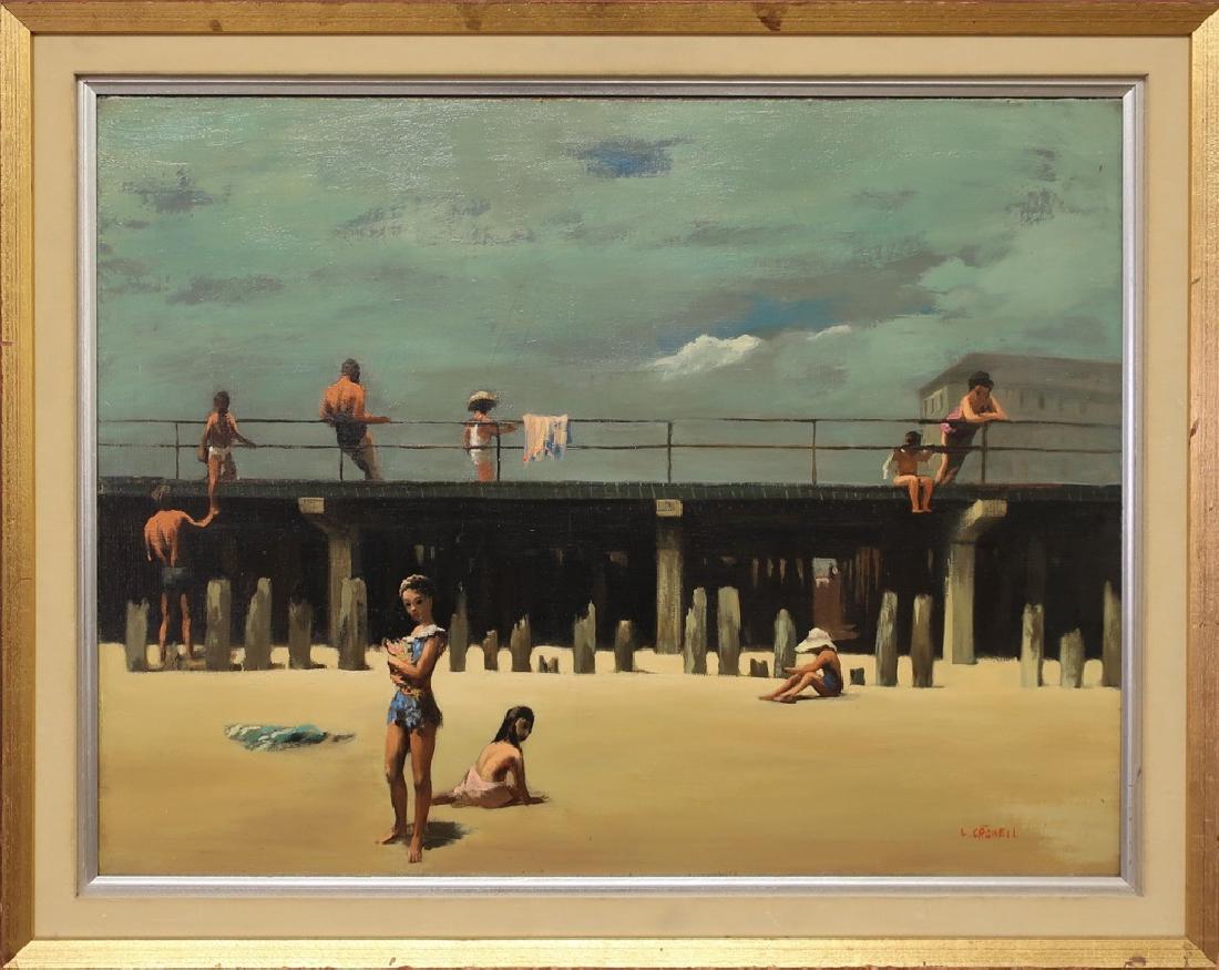 Lucius Crowell Oil on Canvas Seaside Boardwalk (1 of 4)