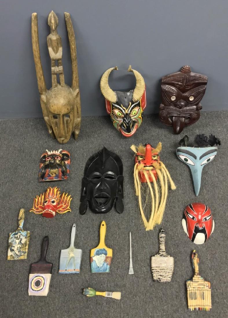 African, Asian, & South American Carved Masks, Etc (1 of 1)