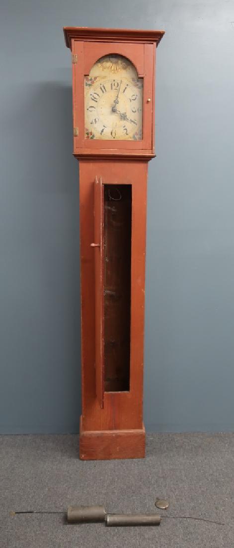 Country Salmon-Painted Tall Case Clock (1 of 2)