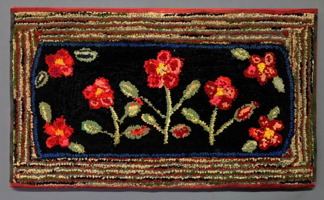 Colorful Hooked Rug with Red Flowers (1 of 2)