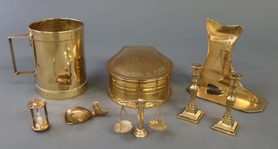 English Brass Tobacco Box, a Boot Match Safe, etc (1 of 2)