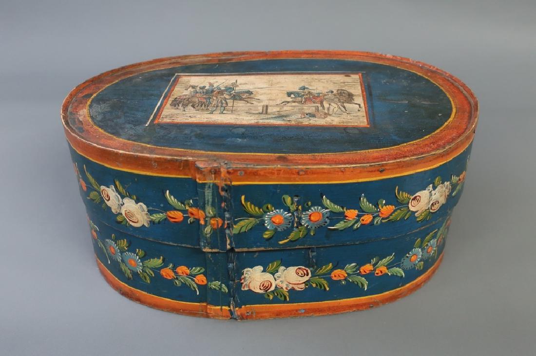 Colorful Oval Bride's Box, 19th c. (1 of 2)