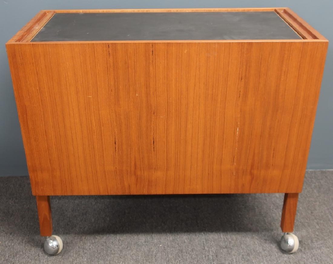 Danish Mid-Century Modern Service Cart: Danish mid-century modern service cart, as found (locked), 29 1/4"h x 33 3/4"w