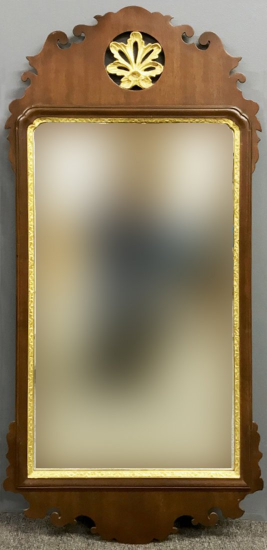 Kittinger Williamsburg Chippendale Style Mirror: Kittinger Williamsburg Chippendale style mirror, labeled, 42 1/4"h x 20"w