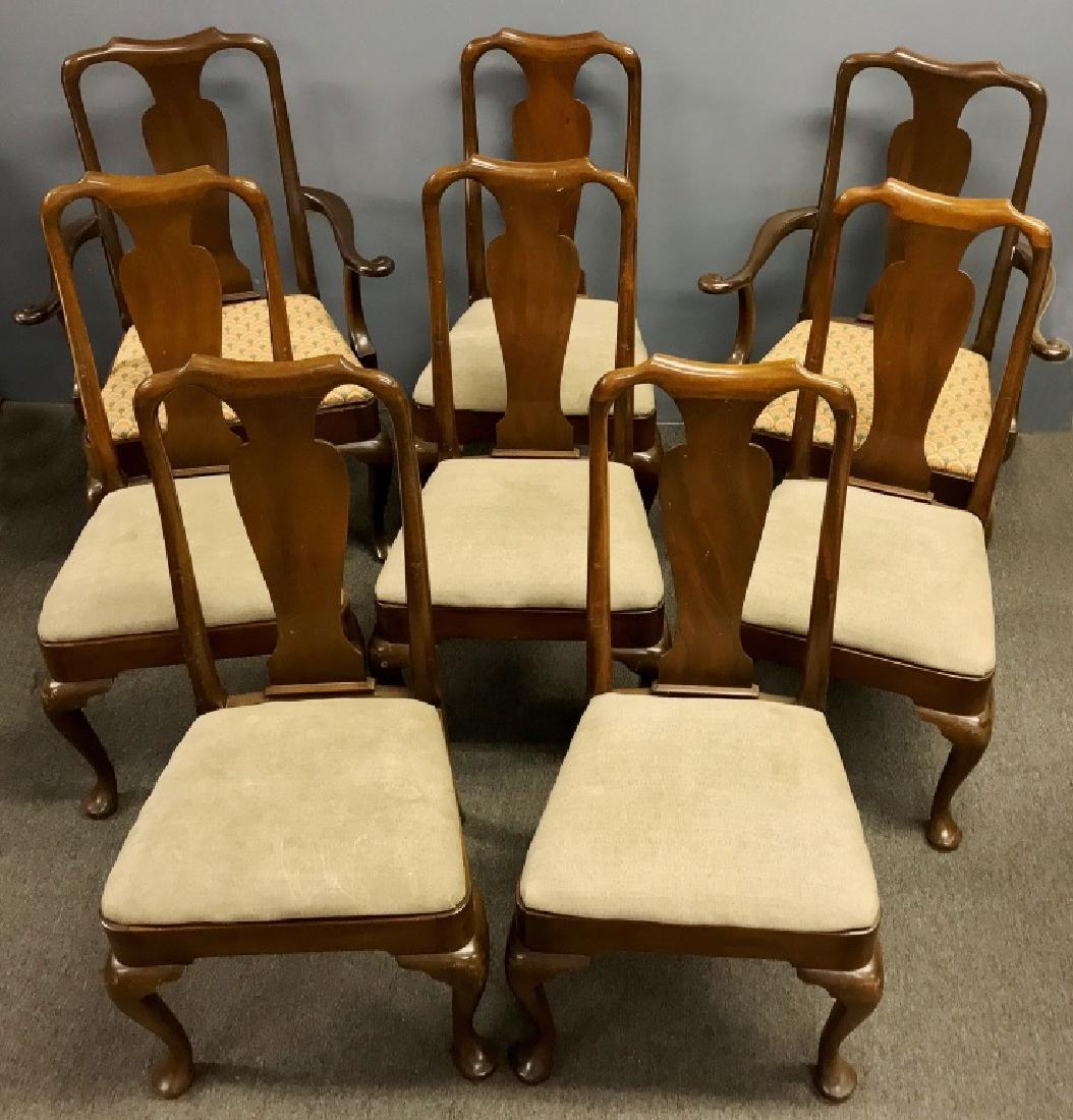 Kittinger Co Queen Anne Style Dining Chairs: Kittinger Co Queen Anne style dining chairs, 2 armchairs, 6 side chairs, 40"h x 28 1/2"w x 18"d, seat height 18"h