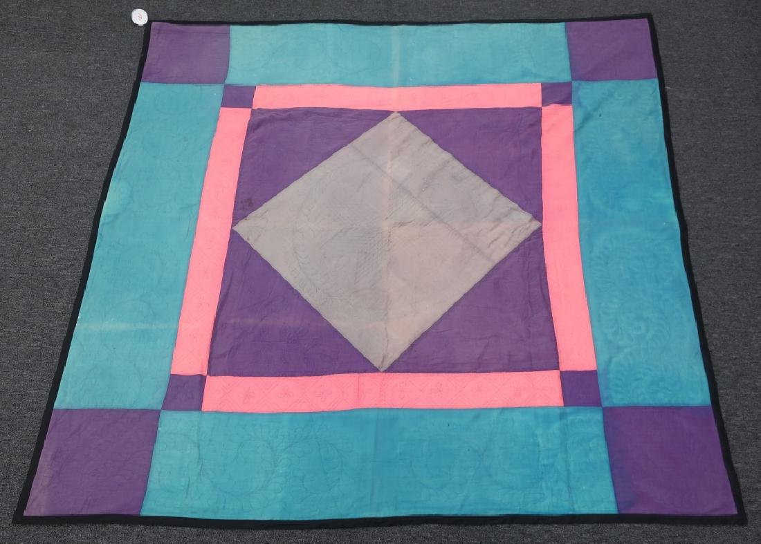 Colorful Amish Applique Quilt: Colorful Amish applique quilt, dimensions 71 1/2" x 73"