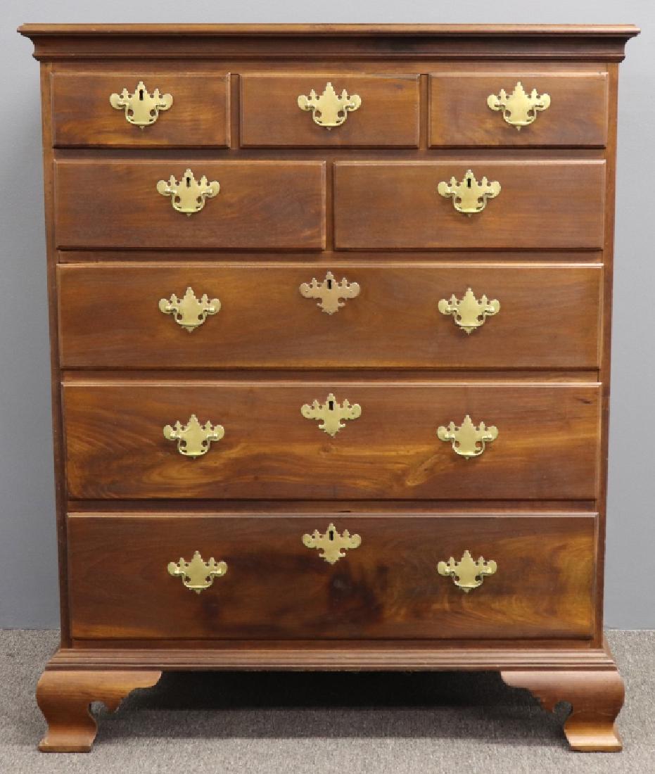 Pennsylvania Walnut High Case: Pennsylvania walnut high case, with later ogee feet, 51"h x 39"w