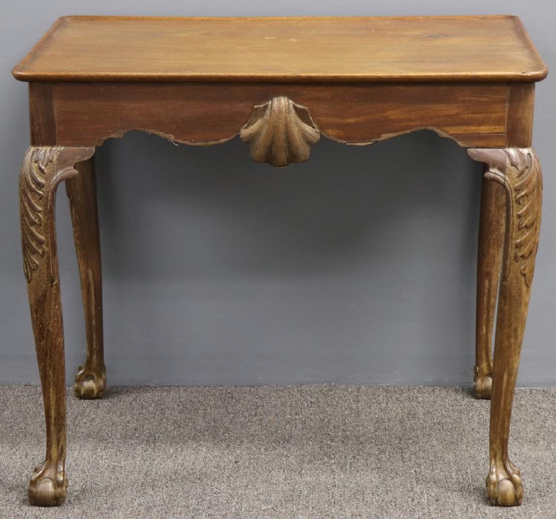 Anglo-Irish Double Shell Tea Table: Anglo-Irish double shell mahogany rectangular tea table, 18th c., 27 3/4"h, top 31 1/4"l x 20 1/2"w