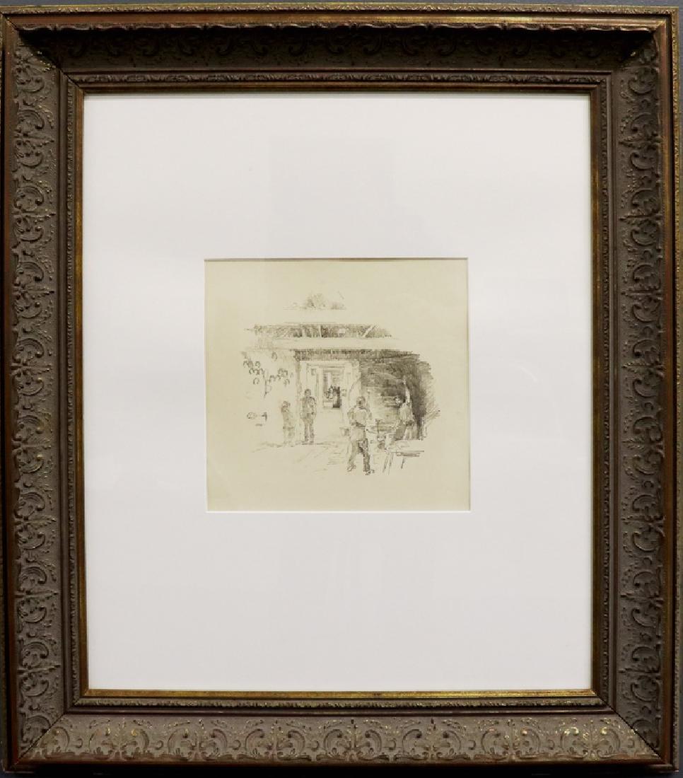 James Whistler Original Lithograph "The Tyresmith": James Whistler (American 1834 - 1903) original lithograph on laid paper titled "The Tyresmith", Way 27, L. 41, framed and matted, with estate stamp, provenance verso from Kirschner Fine Art, Chicago, 