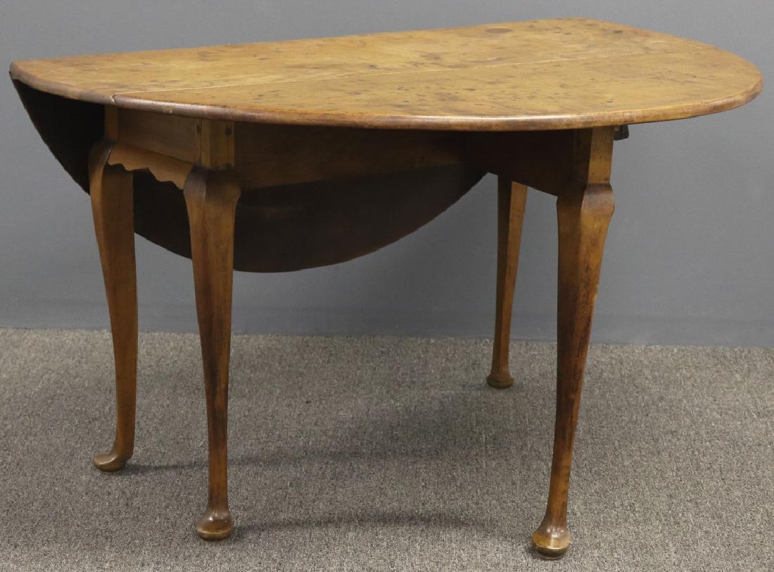 New England Queen Anne Drop-Leaf Table: New England Queen Anne maple drop-leaf table, circa 1760, 26"h x 45"w x 14 1/2"d, each leaf 15 3/4"