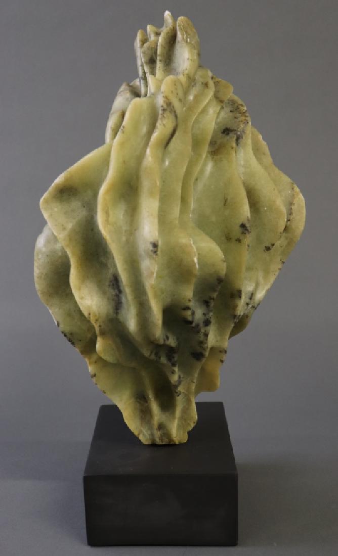 Inuit Style Green Stone Sculpture, "Sea Foam": Inuit style green stone sculpture, titled, "Sea Foam," initialized, "O.B.D." by Farell Barnett Dixon, 13"h overall