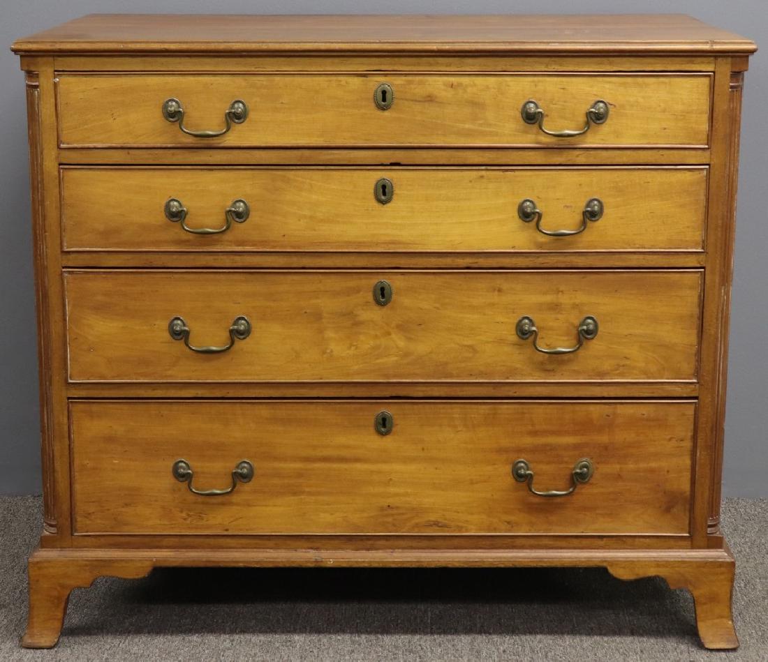 Pennsylvania Hepplewhite Cherry Chest: Pennsylvania Hepplewhite cherry chest of drawers, circa 1790, piece appears to retain its original brasses, 36"h x 39 1/2"w