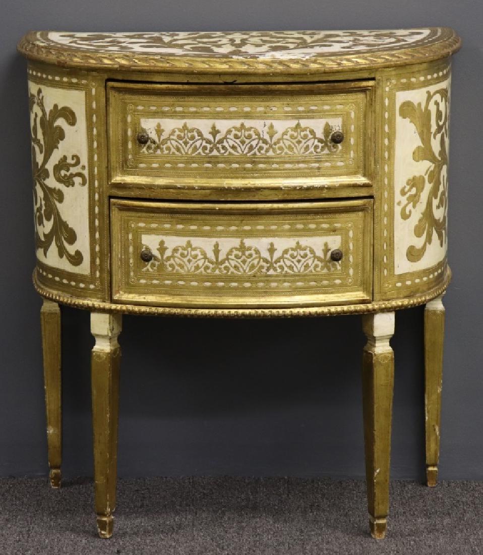 Italian Commode: Italian commode with extensive gilt decoration, 30 1/2"h x 27"w