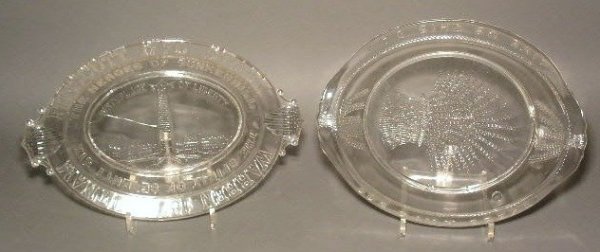 Pressed glass Centennial platter celebrating Bunker