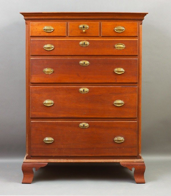 Pennsylvania cherry highcase, c.1800, three dra