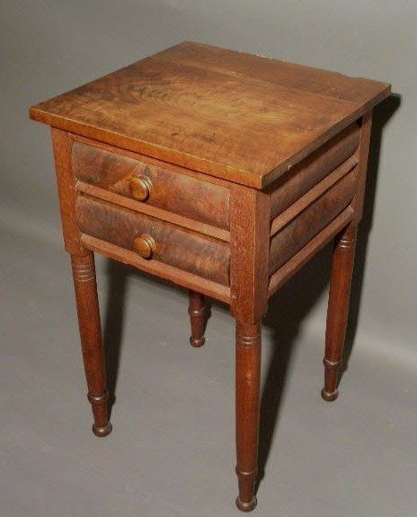 Empire two-drawer stand, c.1840, walnut and maho