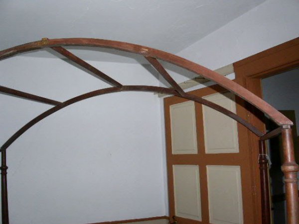 Four poster canopy bed, c.1830, rope with fabric - 4