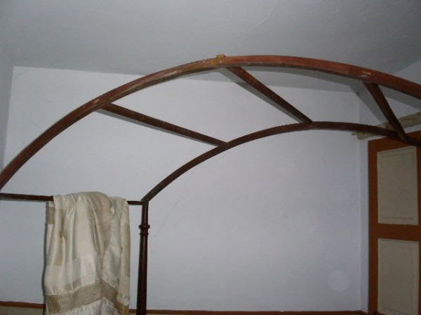 Four poster canopy bed, c.1830, rope with fabric - 5