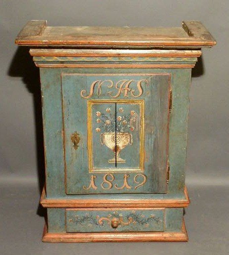 Continental hanging cabinet initialed "NHS" and