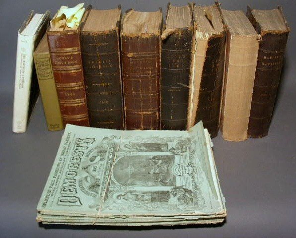 Box lot books- Godey's Lady's Books, Harper's an