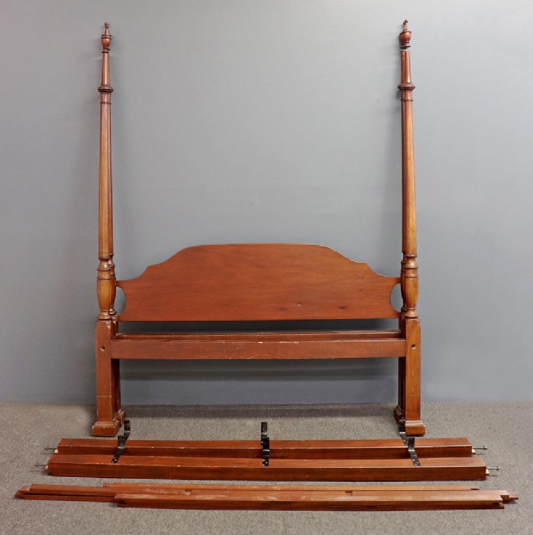 Sheraton Style Mahogany Tester Bed: Sheraton style mahogany tester bed, 87"h x 68"l, rails 81 1/4"l