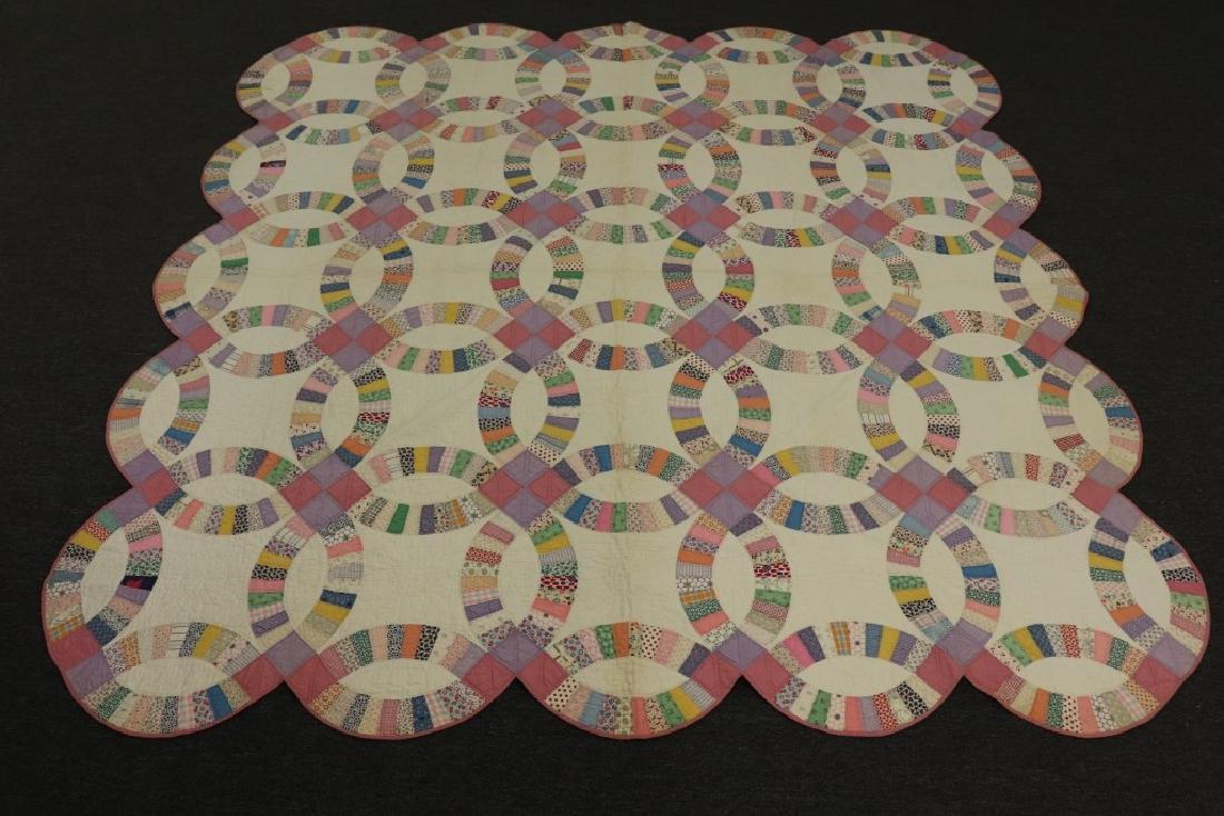 Colorful Wedding Ring Quilt: Colorful Wedding Ring patter quilt, 84" x 86"