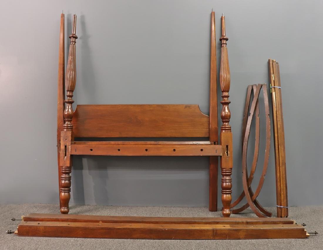 Sheraton Mahogany Canopy Rope Bed Circa 1830: Sheraton mahogany canopy rope bed, circa 1830, 65"h x 52"w, each rail 75"l