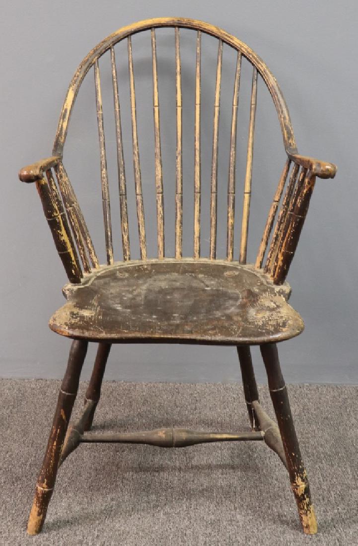 Windsor Continuous Armchair, Late 18th Century: Windsor continuous armchair, late 18th century, 37"h x 23"w, seat height 16"