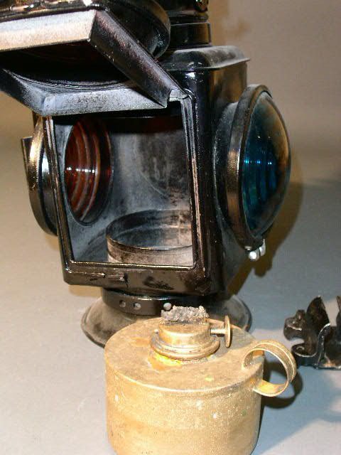 Two PRR railroad marker lights. 14"h. - 6