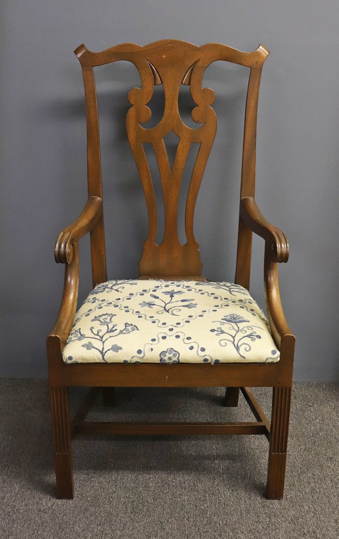 Kittinger Chippendale Style Armchair: Kittinger Chippendale style mahogany armchair, 45"h x 24"w 19"d, seat height 18"