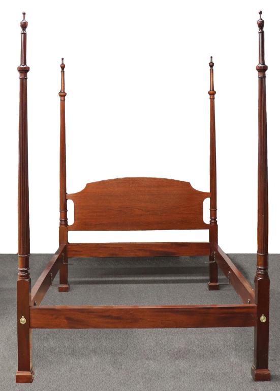 Chippendale Style Mahogany Double Bed: Custom made Chippendale style mahogany double bed by Reid Classic, Mobile, Alabama, 89"h x 80"l x 57 3/4"w