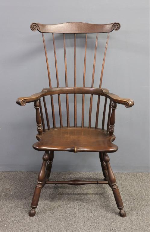 Philadelphia Windsor Armchair: Philadelphia Windsor armchair with carved ears, 47"h x 30"w x 17 1/2"d, seat height 18"