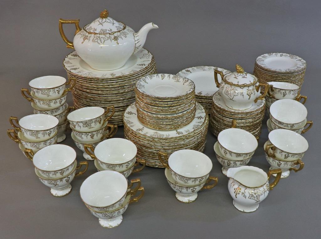 Royal Crown Derby "Vine" Pattern China Service: Large Royal Crown Derby "Vine" pattern china service to include twenty-three dinner plates, 10 1/2"dia, twenty-three luncheon plates, twenty-three desert plates, twenty-nine cups, thirty saucers, teap