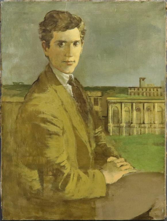 Walter Stuempfig Oil Portrait of a Young Man: Walter Stuempfig (Pennsylvania / New Jersey, 1914 - 1970) oil on canvas portrait of a young man, unsigned, unframed, 32"h x 24"w, artist was a student and instructor at the Pennsylvania Academy of the