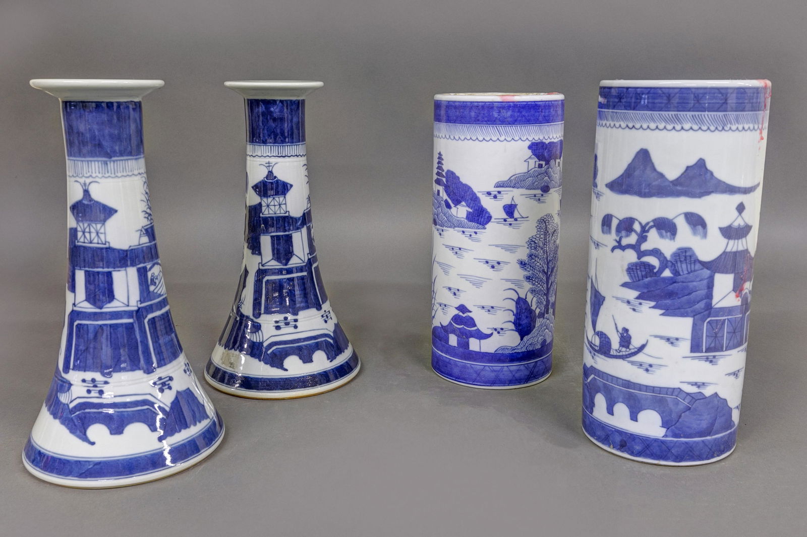 Chinese Porcelain Canton Candlesticks (1 of 2)