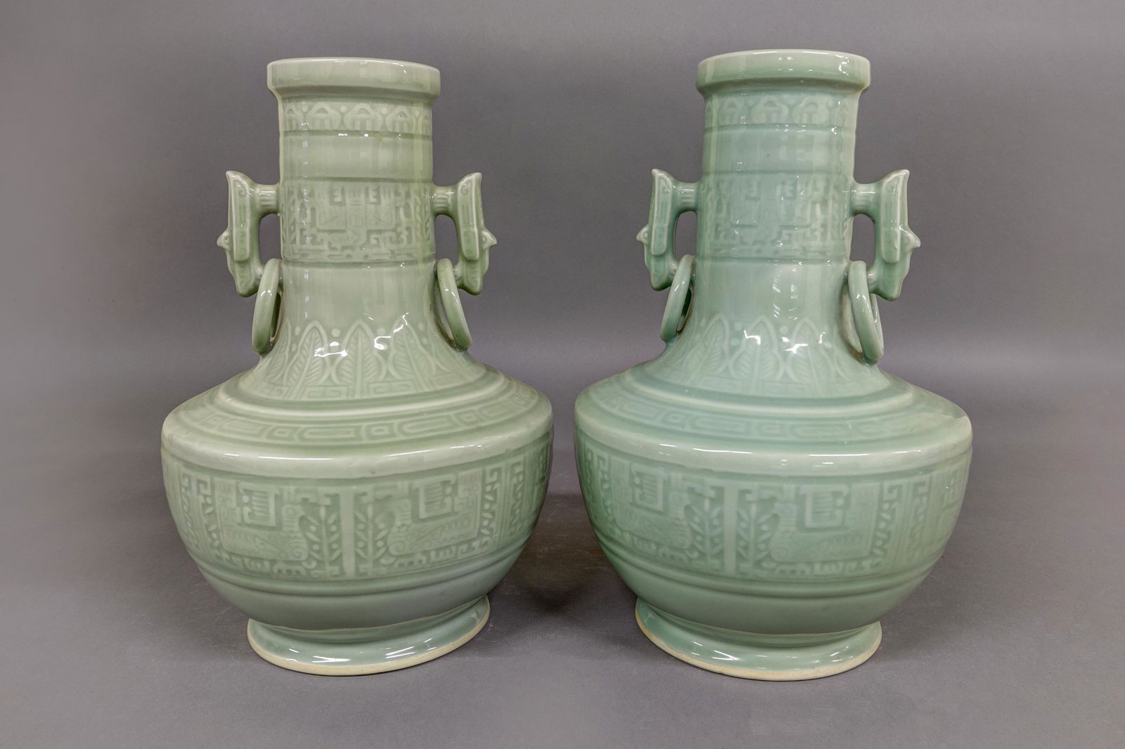 Large Pair of Celadon Vases (1 of 2)
